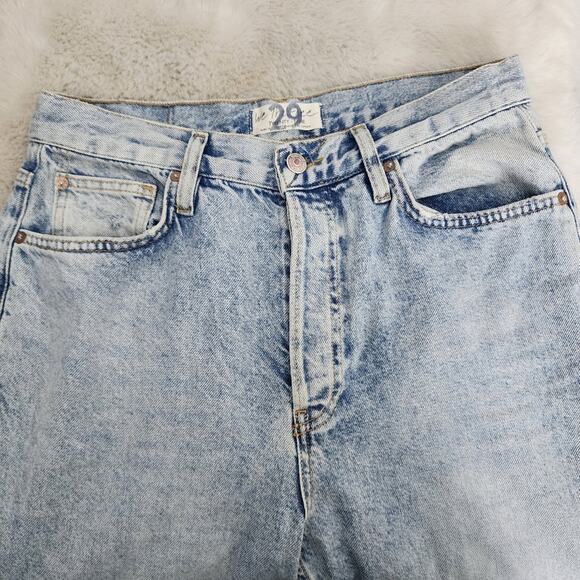 Free People We The Free High Rise Button Fly Straight Jeans 29 Distressed - Picture 3 of 13